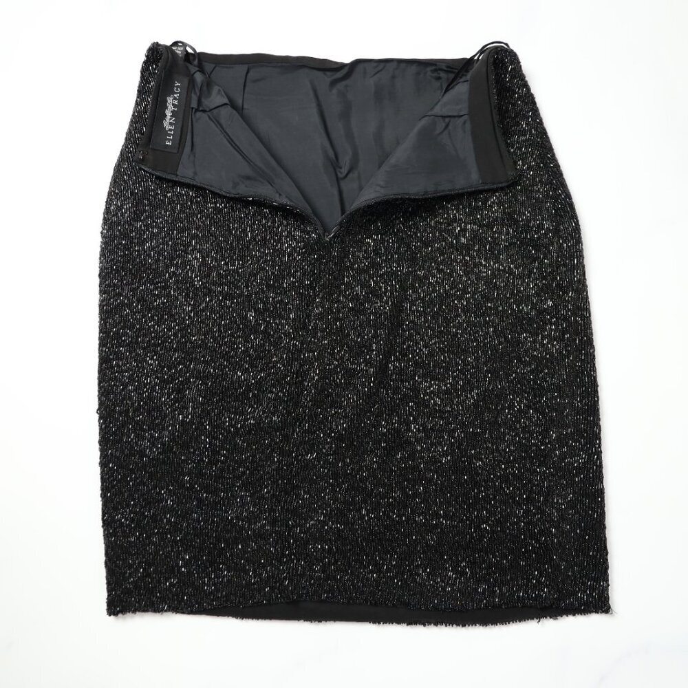 Linda Allard for Ellen Tracy Beaded Black Skirt - Picture 4 of 6